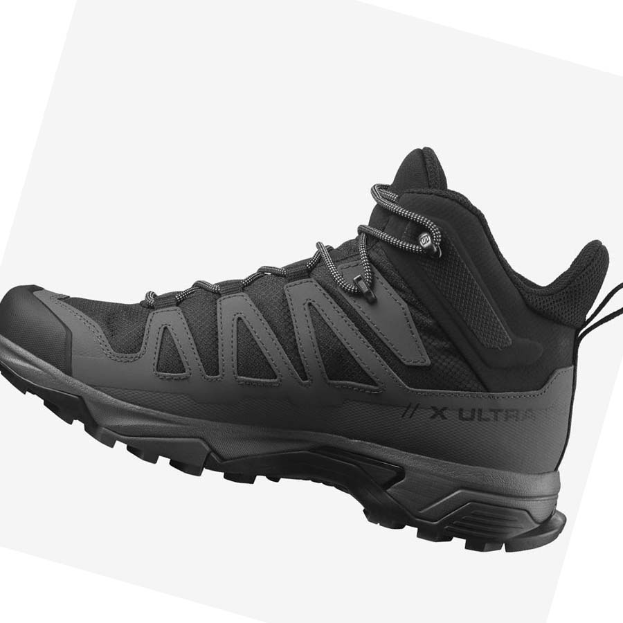 Salomon X ULTRA 4 MID WIDE GORE-TEX Erkek Yürüyüş Ayakkabısı Siyah Mavi | TR 3623GSO